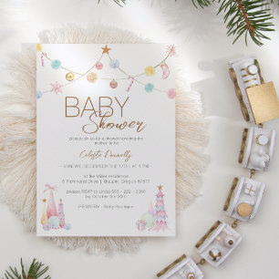 Pastel Winter Wonderland Neutralt Baby Shower Inbjudningar
