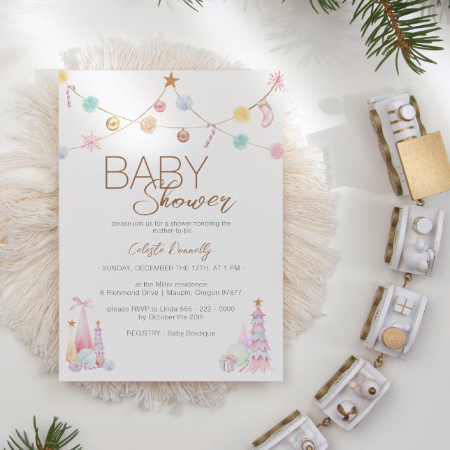 Pastel Winter Wonderland Neutralt Baby Shower Inbjudningar (Skapare uppladdad)