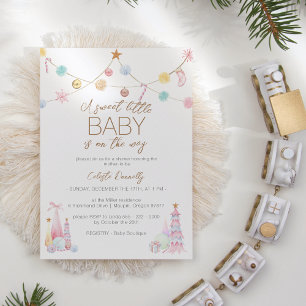 Pastel Winter Wonderland Sweet Little Baby Shower Inbjudningar