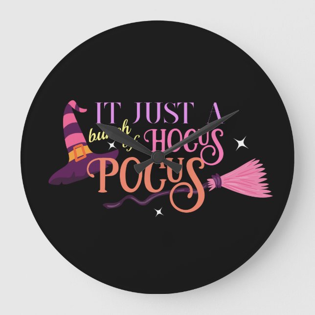 Pastel Witch Hocus Pocus Halloween Hat Broomstick Stor Klocka (Framsida)