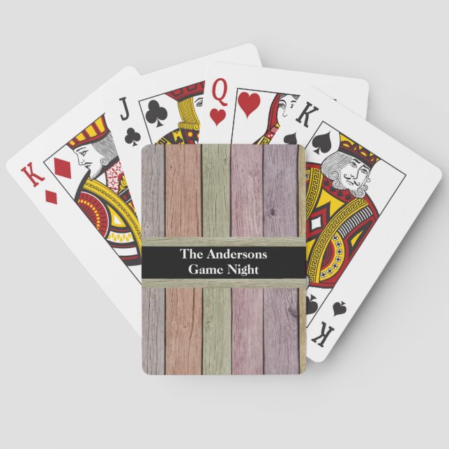 Pastel Wood Plank Anpassade Family Namn Casinokort (Baksidan)