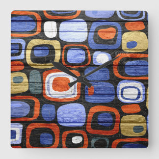 Pastel Wood-utseende för modern Abstrakt Fyrkantig Klocka