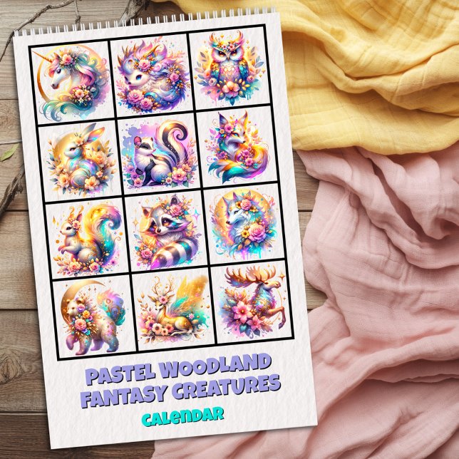 Pastel Woodland Fantasy Creatures Calendar Kalender (Skapare uppladdad)