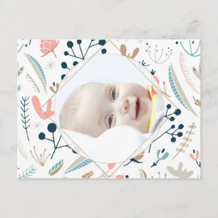 Pastel Woodland Photo Birthday-vykort Vykort