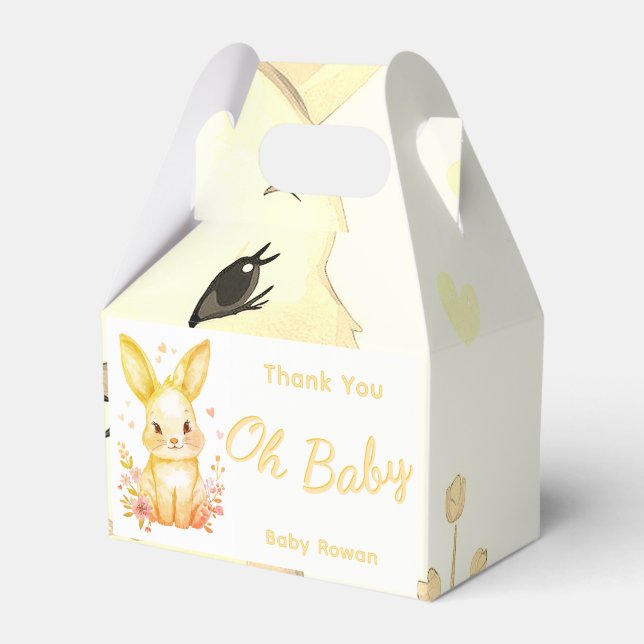Pastel Yellow Baby Shower Cute Bunny Party Box Presentaskar (Framsidan Sidan)