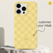 Pastel Yellow Dots Pattern Custom Name Initials