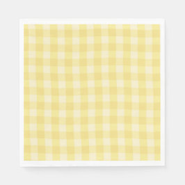 Pastel Yellow Gingham Print Plaid Pappersservett