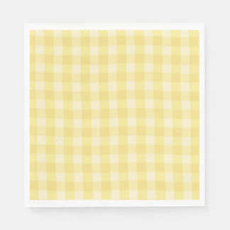 Pastel Yellow Gingham Print Plaid Pappersservett