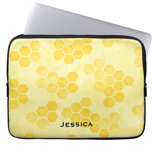 Pastel Yellow Honeycomb Pattern Personalised Laptop Fodral (Framsidan)