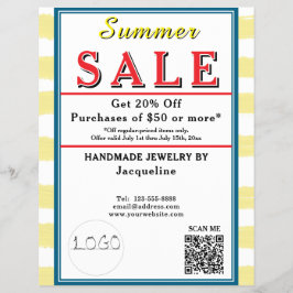 Pastel Yellow White Watercolor Summer Sale Reklamblad