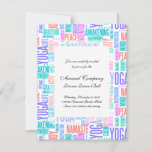 Pastel Yoga Ord Cloud Elegant Mönster Inbjudningar