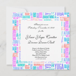 Pastel Yoga Ord Cloud Elegant Mönster Inbjudningar