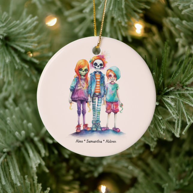 Pastel Zombie Trio - Cute Halloween Julgransprydnad Keramik (Träd)