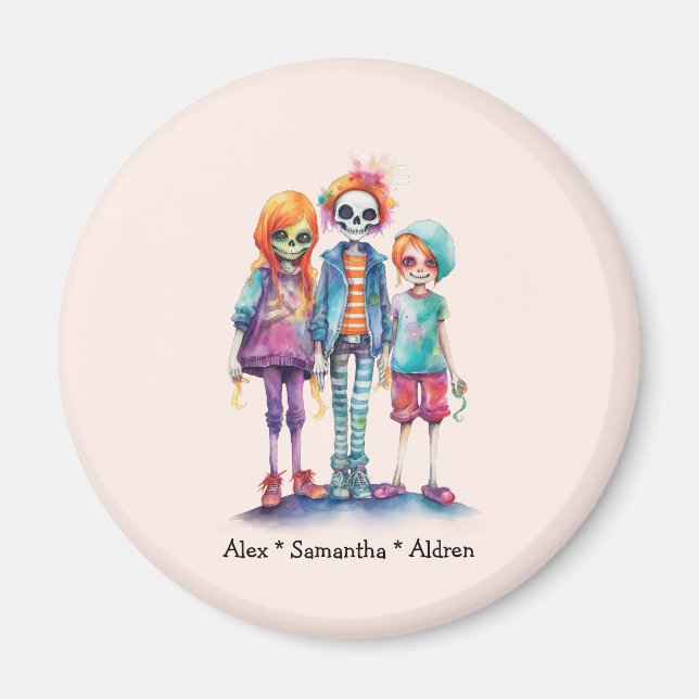 Pastel Zombie Trio - Cute Halloween Magnet (Framsidan)
