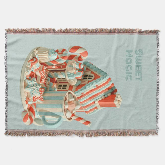 Pastell 3D Godishus Söt Magi Filt (Framsidan)