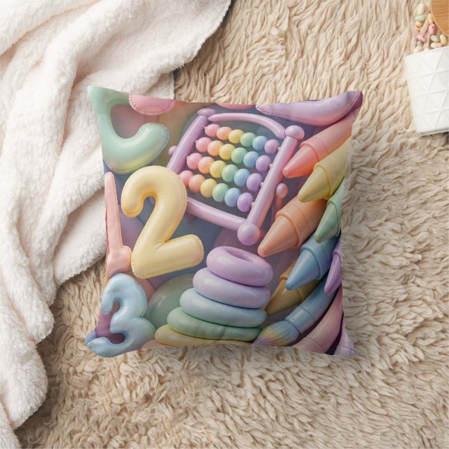Pastell ABC Lärande Burst - Uppfylld 3D Utbildning Kudde (Filt)