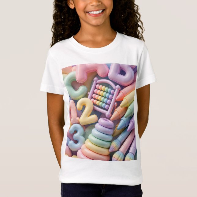 Pastell ABC Learning Burst - Uppfylld 3D  T Shirt (Framsida)