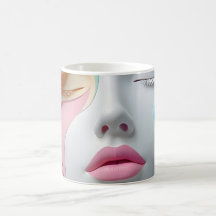 Pastell Abstrakt 3D Ansiktskonst Kaffemugge