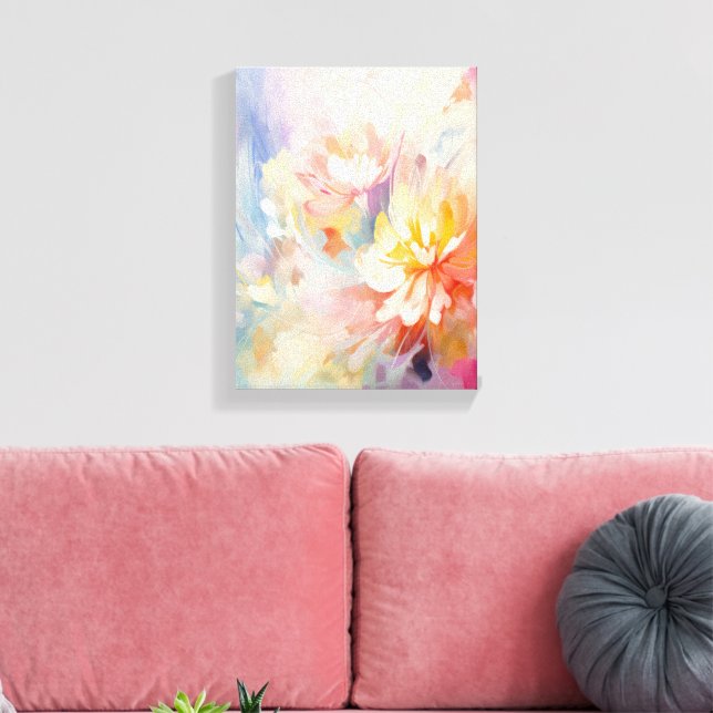 Pastell Abstrakt Akvarell Blommig Canvastryck (Insitu (Vardagsrum))