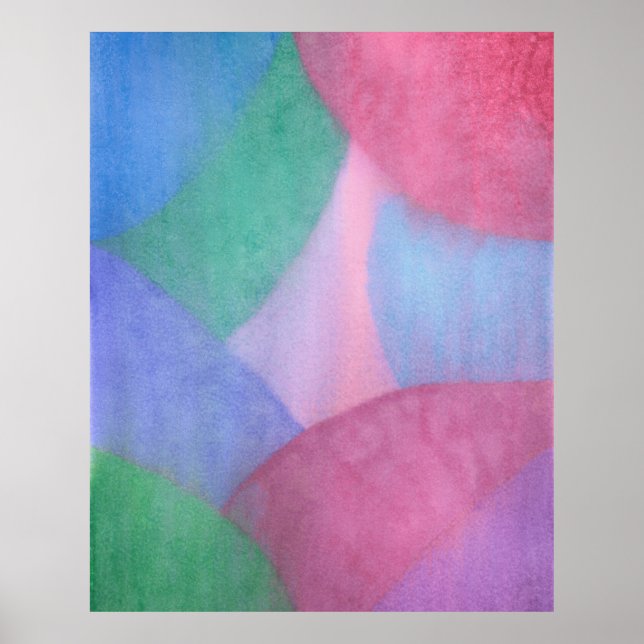 Pastell Abstrakt Akvarell med Överlappande Former Poster (Framsidan)