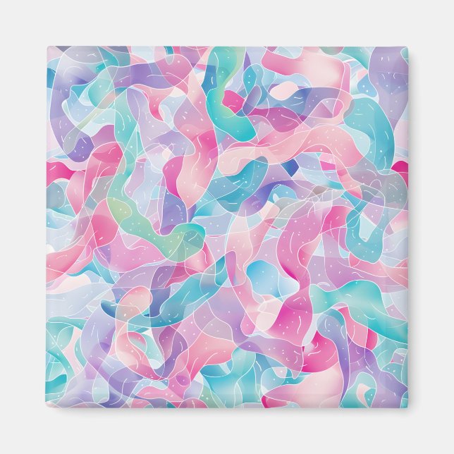 Pastell Abstrakt Bandmönster Magnet (Framsidan)