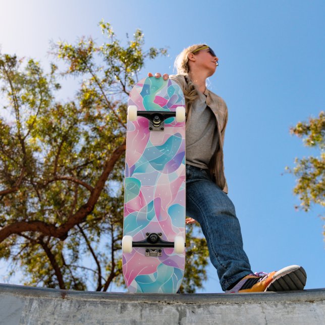 Pastell Abstrakt Bandmönster Mini Skateboard Bräda 18,5 Cm (Utomhus 1)