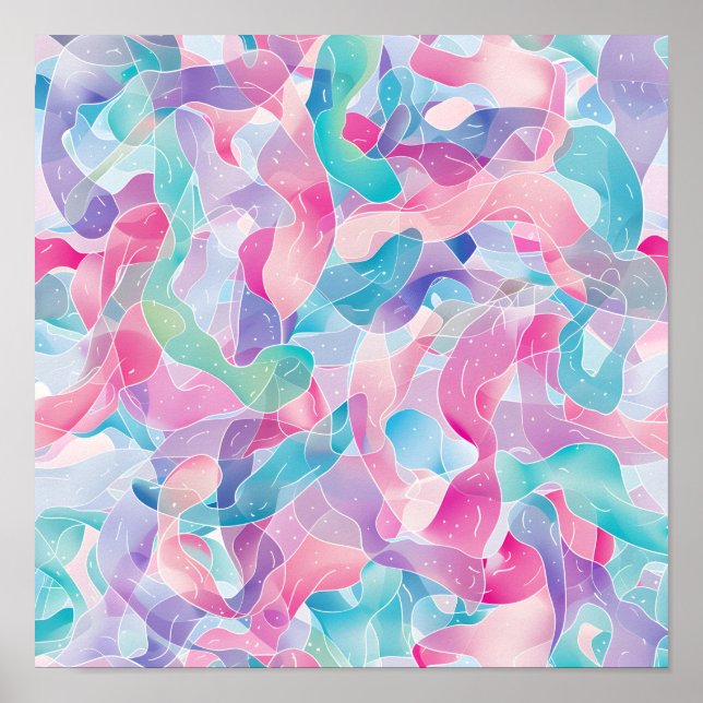 Pastell Abstrakt Bandmönster Poster (Framsidan)