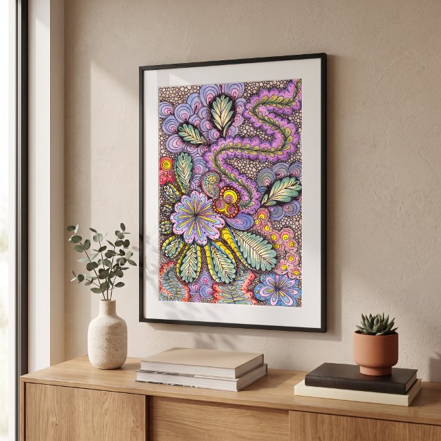 Pastell Abstrakt Blommig Invecklad Doodlekonst Poster (Skapare uppladdad)