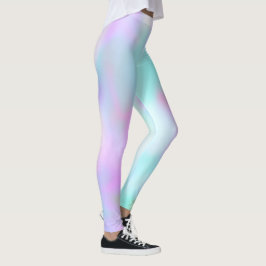 Pastell Abstrakt Falsk Holografisk Rosa Godis Leggings