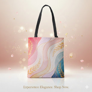 Pastell Abstrakt Feminint Tote Bag med Fulltryck Tygkasse