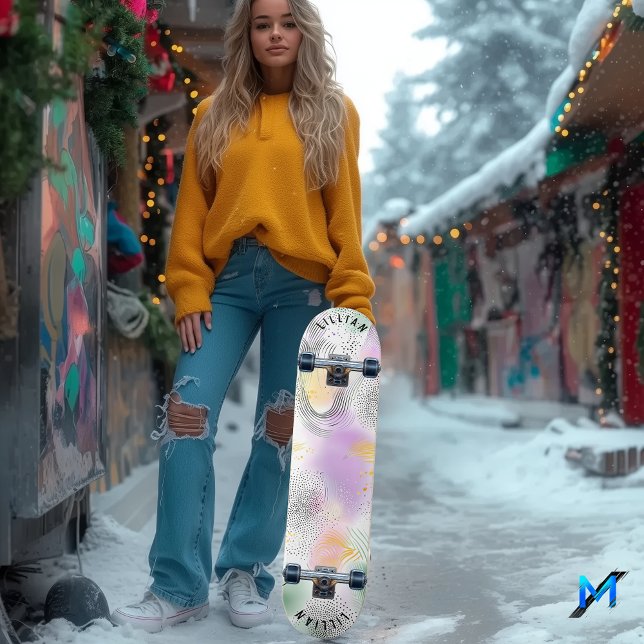 Pastell Abstrakt Halvton Skatebräda Mini Skateboard Bräda 18,5 Cm (Skapare uppladdad)