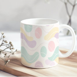 Pastell Abstrakt Sömlöst Mönster Vågor och Cirklar Kaffemugg