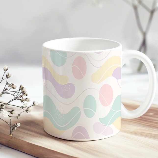Pastell Abstrakt Sömlöst Mönster Vågor och Cirklar Kaffemugg (Skapare uppladdad)