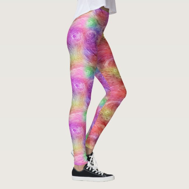 Pastell Abstrakt Virvel Oljemålning Mönster Leggings (Höger)