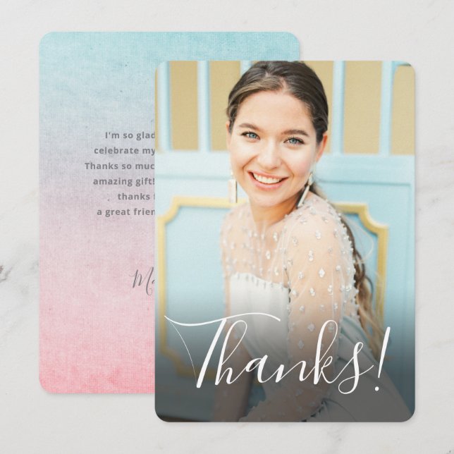 Pastell Akvarell Bakgrund Helbild Foto Aqua Tack Kort (Fram/baksida)