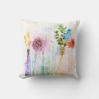 Pastell Akvarell Blomburkar Blomstergud Stilleben Kudde