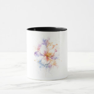 Pastell Akvarell Blomma med Guld Accenter Konst Mugg