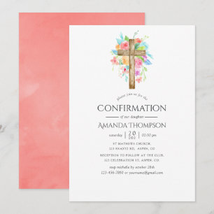Pastell Akvarell Blommig Konfirmation Inbjudningar