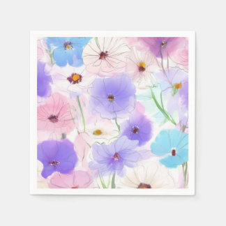 Pastell Akvarell Blommor  Pappersservett