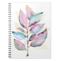 Pastell Akvarell Botaniska blad Spiral antecknings