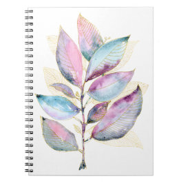 Pastell Akvarell Botaniska blad Spiral antecknings Anteckningsbok