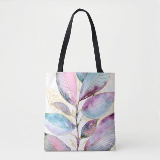 Pastell Akvarell Botaniska blad Spiral antecknings Tygkasse