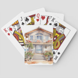 PASTELL AKVARELL SOMMAR STRAND HUS CASINOKORT