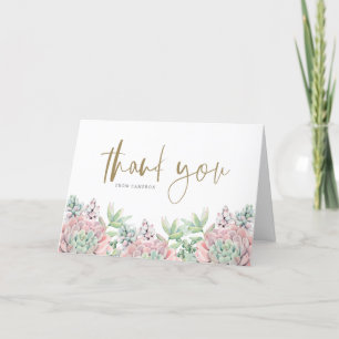 Pastell Akvarell Sukkulenter Baby Shower Tack Kort