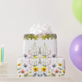 Pastell Akvarell Vildblomma Blommig Inpackningspap Presentpapper
