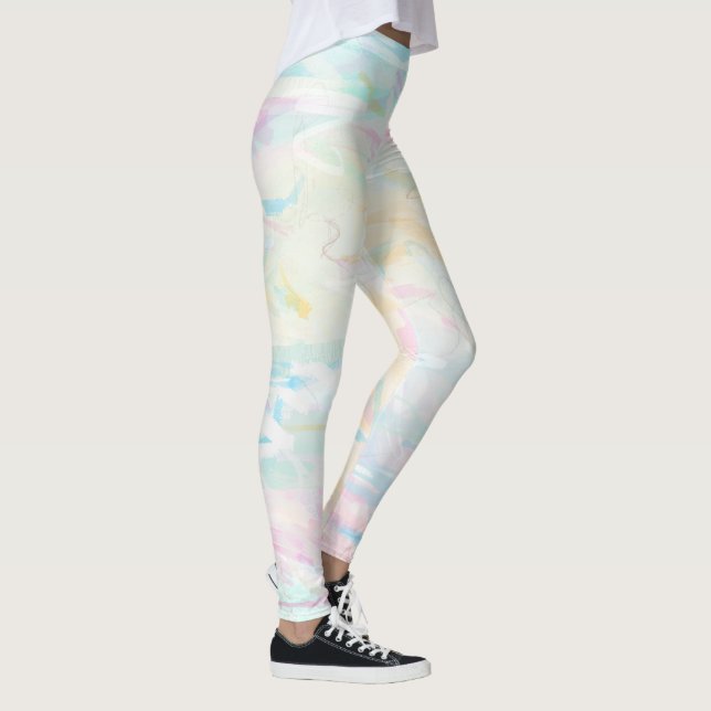 Pastell Akvarellkonst Abstrakt Feminina Leggings  (Höger)