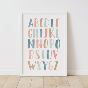 Pastell Alfabet ABC Flickrum Dekoration Poster