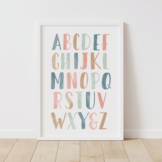 Pastell Alfabet ABC Flickrum Dekoration Poster (Skapare uppladdad)