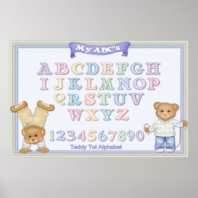 Pastell Alfabet Roliga Teddybjörnar Poster (Framsidan)