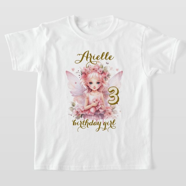 Pastell Älva blomster trädgård te party födelsedag T Shirt (Laydown)